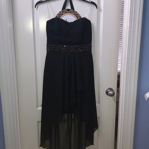 Strapless black high-low dress
